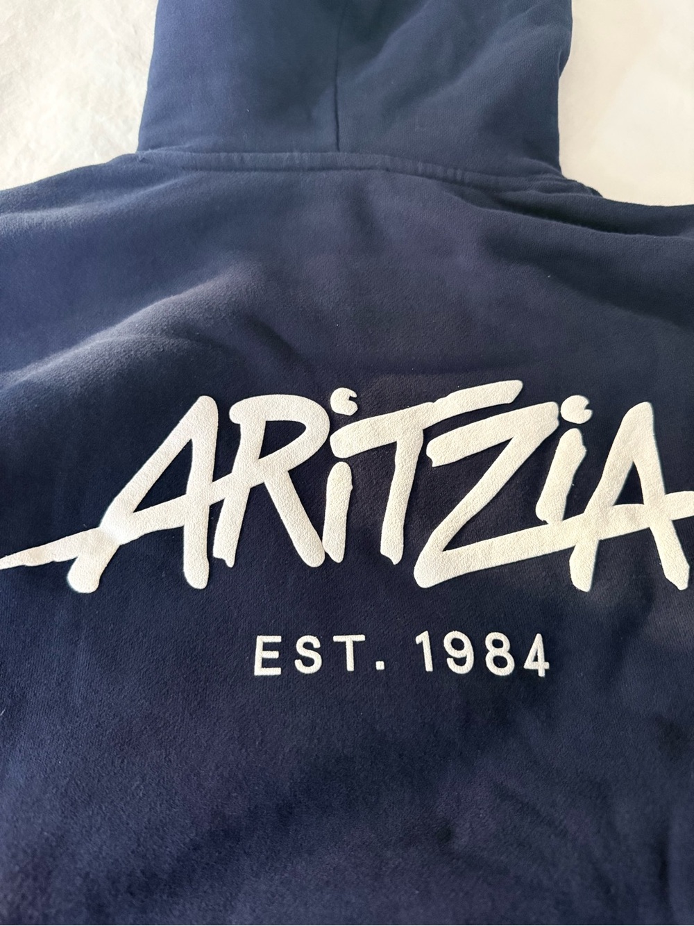 Aritzia Navy Hoodie with White Logo